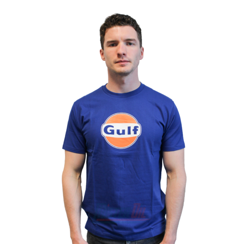 Gulf Tshirt Blauw Logo Borst M