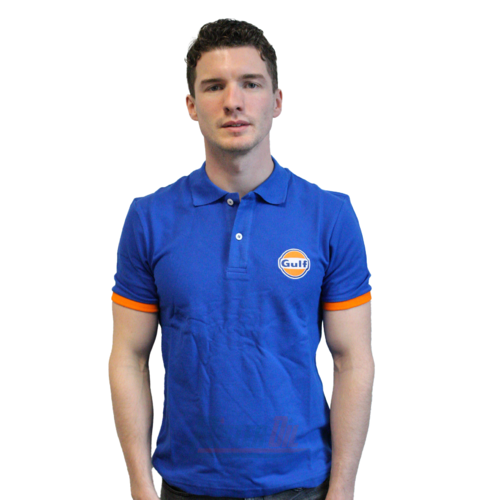 Gulf Polo Blauw Logo Borst M